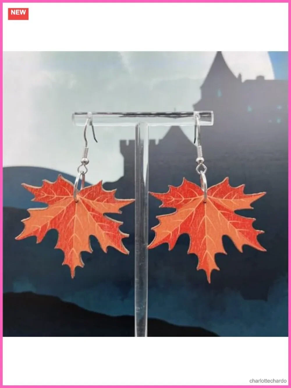Handmade Wooden Thanksgiving Dangle Earrings French Wire